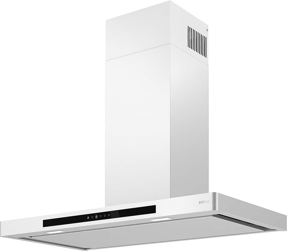 Angle View: Zephyr - Vista 30 in. Wall Mount Range Hood with LED Lights in Stainless Steel - Stainless Steel