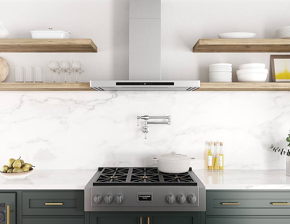 Alt View 11. Zephyr - Vista 30 in. Shell Only Wall Mount Range Hood with LED Lights - Stainless Steel.