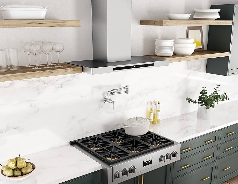 Alt View 14. Zephyr - Vista 30 in. Shell Only Wall Mount Range Hood with LED Lights - Stainless Steel.