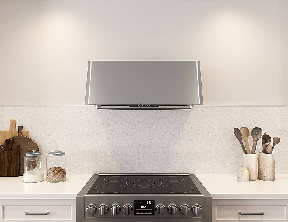 Alt View 11. Zephyr - Mesa 36 in. Shell Only Wall Mount Range Hood with LED Lights - Stainless Steel.
