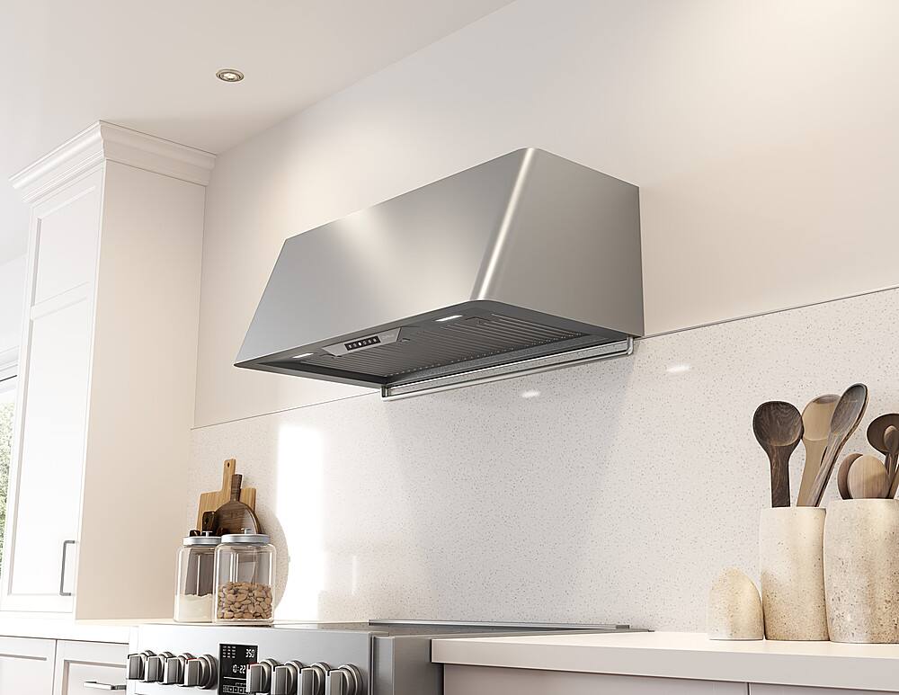 Alt View 12. Zephyr - Mesa 36 in. Shell Only Wall Mount Range Hood with LED Lights - Stainless Steel.