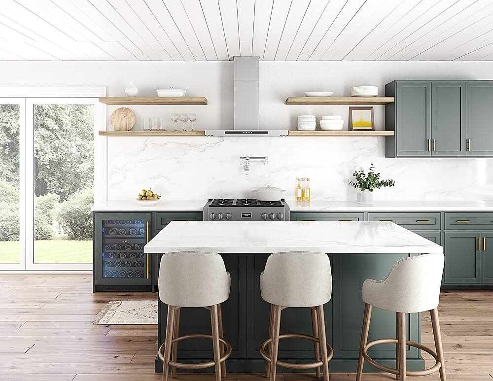 Alt View 13. Zephyr - Vista 36 in. Shell Only Wall Mount Range Hood with LED Lights - Stainless Steel.