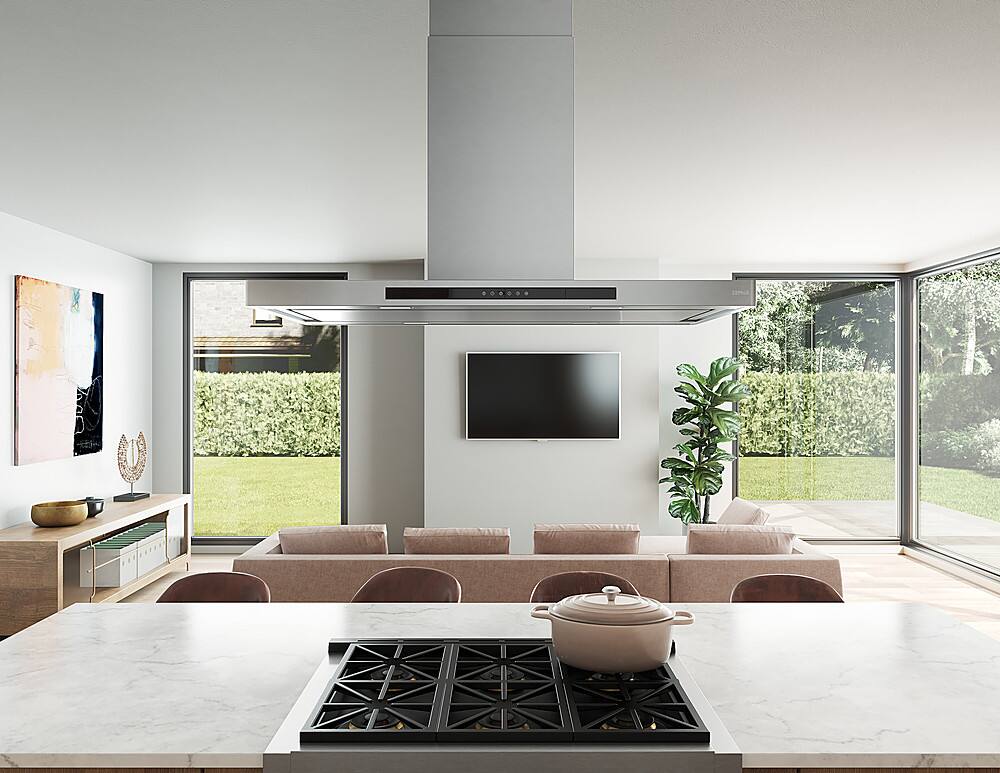 Alt View 11. Zephyr - Vista 36 in. Shell Only Island Mount Range Hood with LED Lights - Stainless Steel.