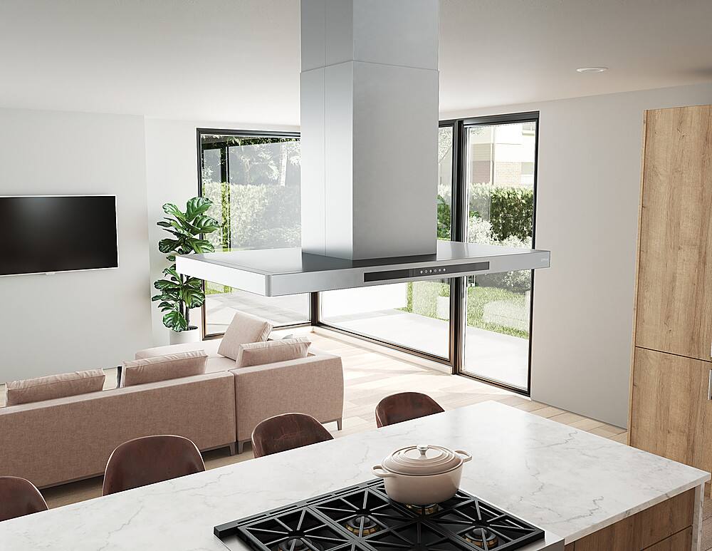 Alt View 14. Zephyr - Vista 36 in. Shell Only Island Mount Range Hood with LED Lights - Stainless Steel.