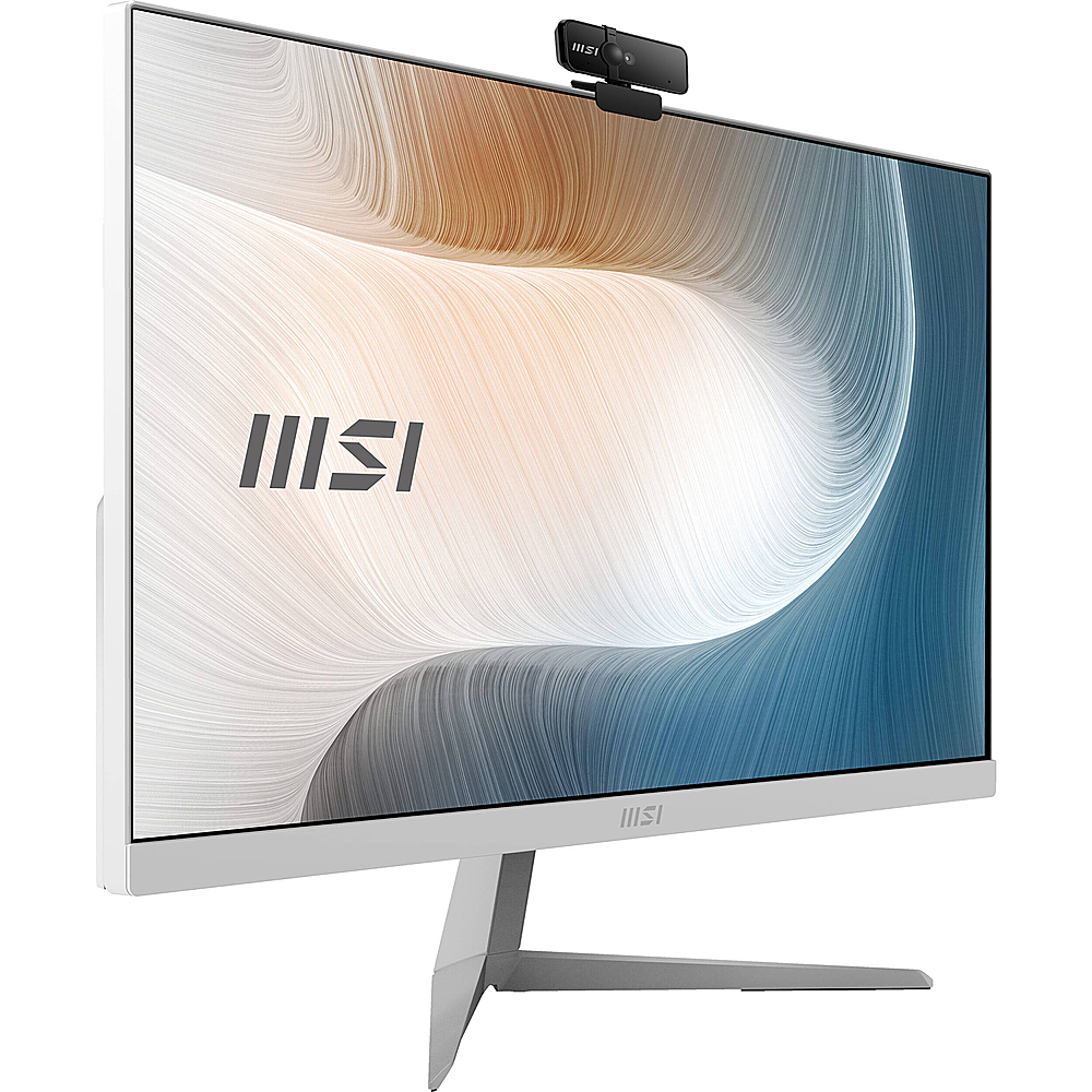 Angle View: MSI - 23.8" All-in-One - i3-1115G4 - UHD Graphics - 8GB Memory - 256GB SSD - Win10H - White