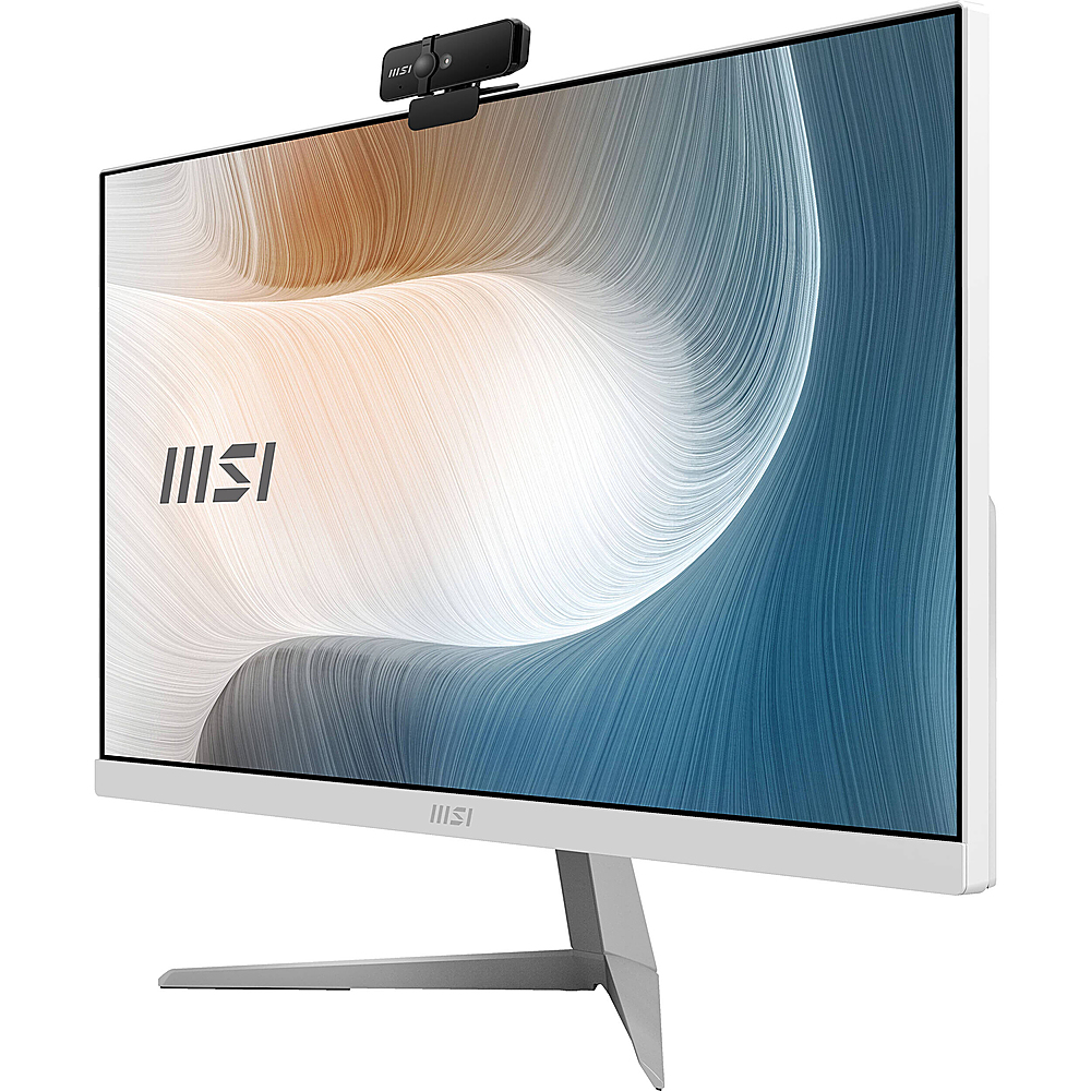 Left View: MSI - 23.8" All-in-One - i3-1115G4 - UHD Graphics - 8GB Memory - 256GB SSD - Win10H - White