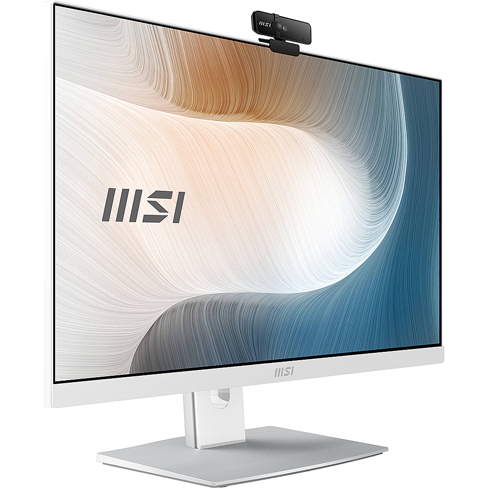 Angle View: MSI - 23.8" All-in-One - i5-1135G7 - Intel Iris Xe Graphics - 8GB Memory - 256GB SSD - Win10H - White