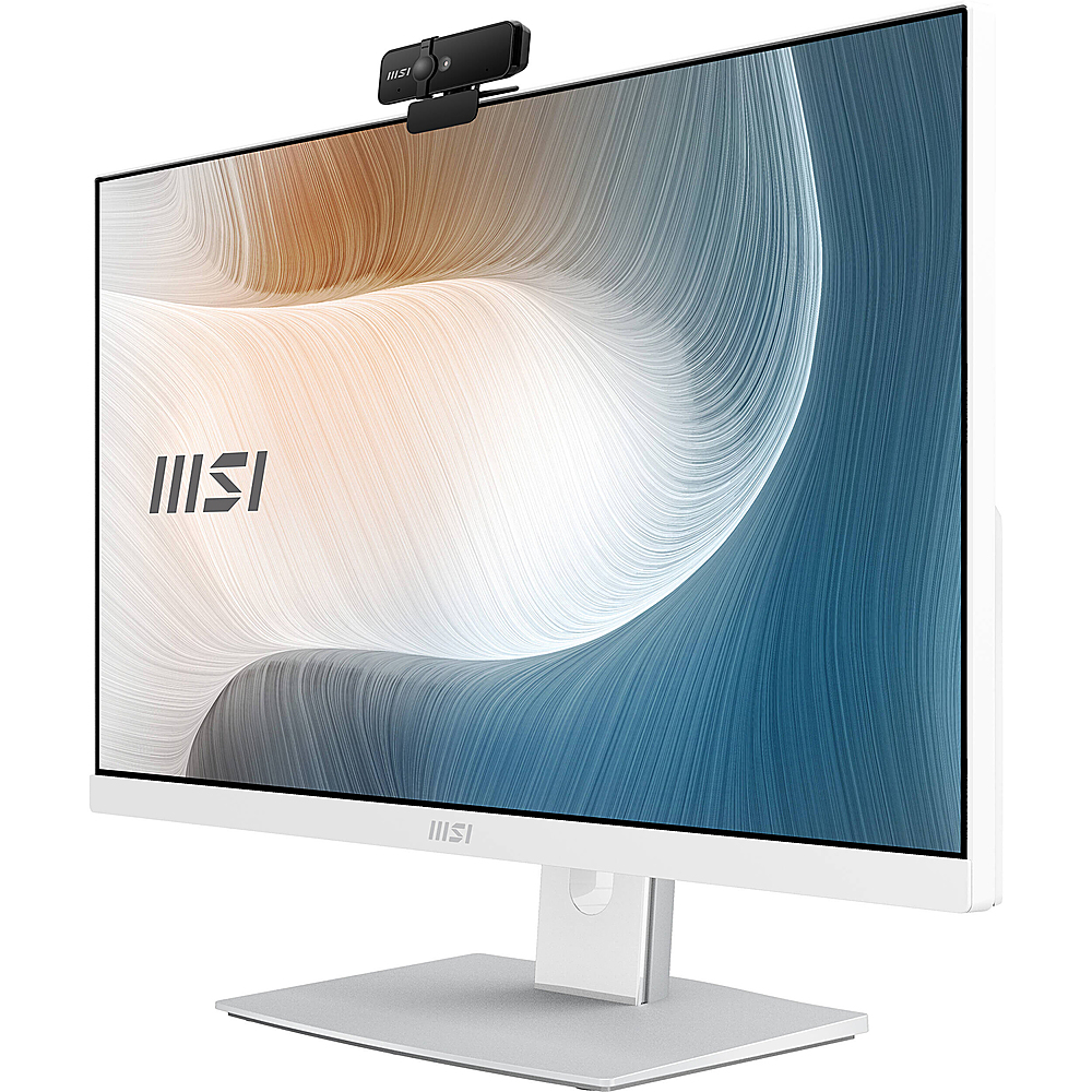Left View: MSI - 23.8" All-in-One - i5-1135G7 - Intel Iris Xe Graphics - 8GB Memory - 256GB SSD - Win10H - White