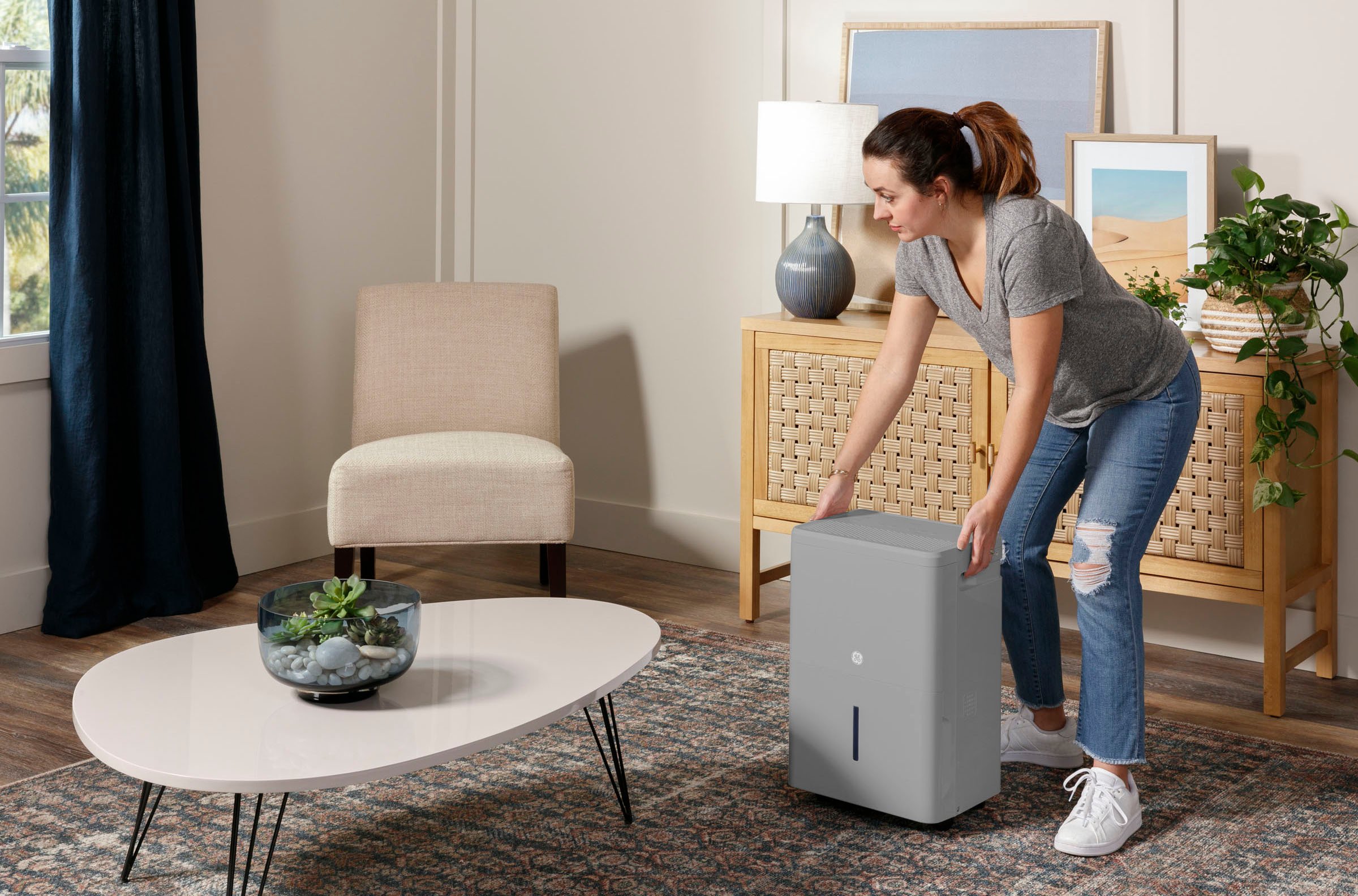 🔥GE 50-Pint Smart Portable Dehumidifier with WiFi and Smart Dry, Stratus  Grey🔥
