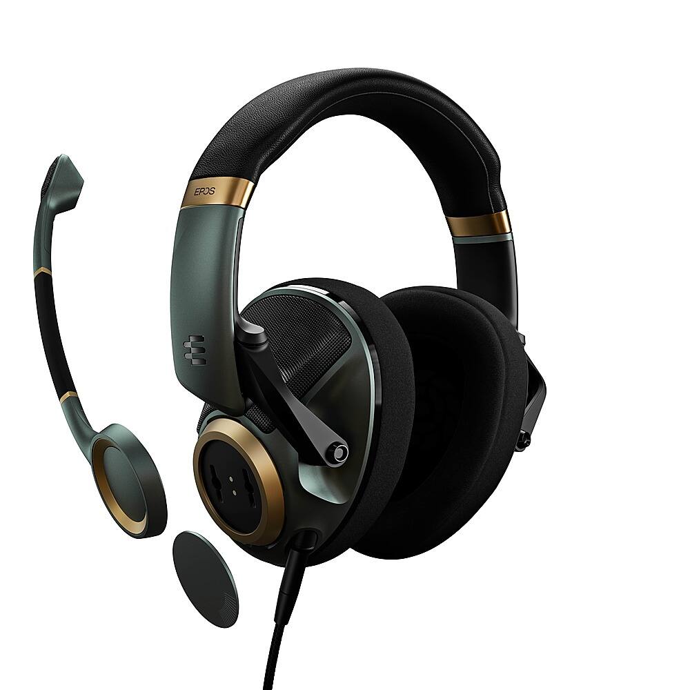 Left. EPOS - H6PRO Open Acoustic Wired Gaming Headset for PC, PS5, PS4, Xbox Series X, Xbox One, Nintendo Switch, Mac - Racing Green.