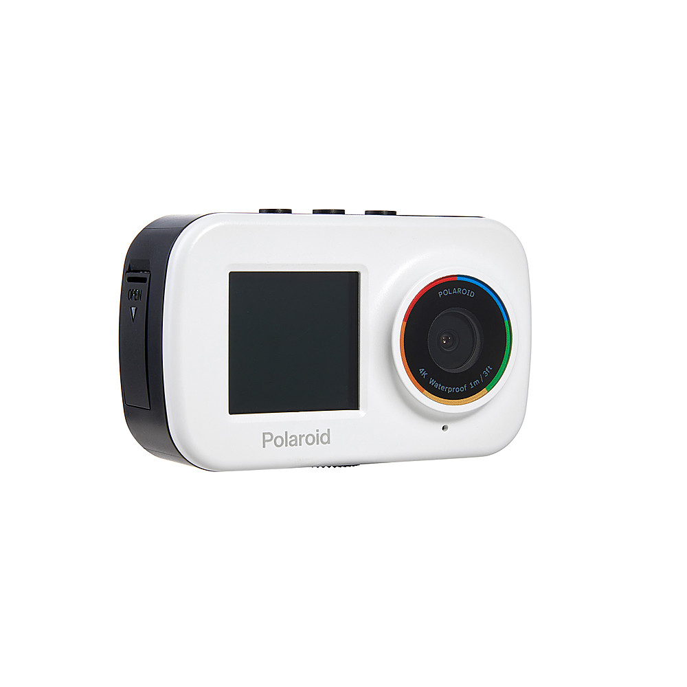 Angle View: Polaroid Dual Screen WiFi Action Camera 4K,18MP, Waterproof, Blue and White