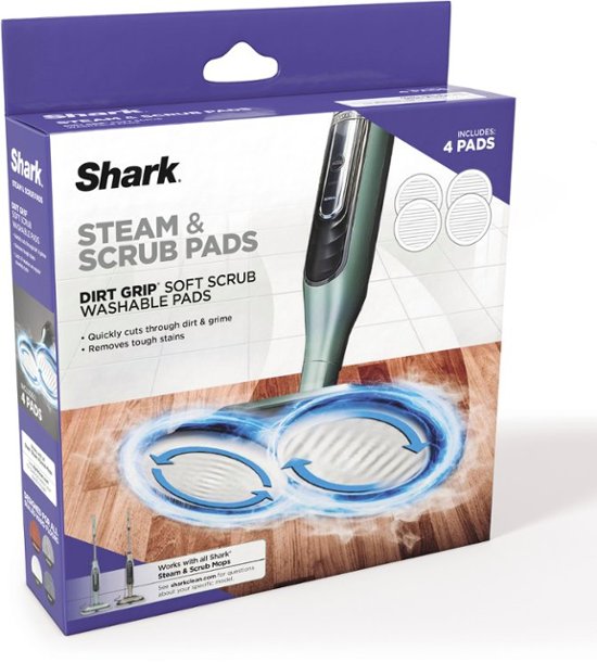 Shark – Steam & Scrub Dirt Grip Soft Scrub Washable Pads – White