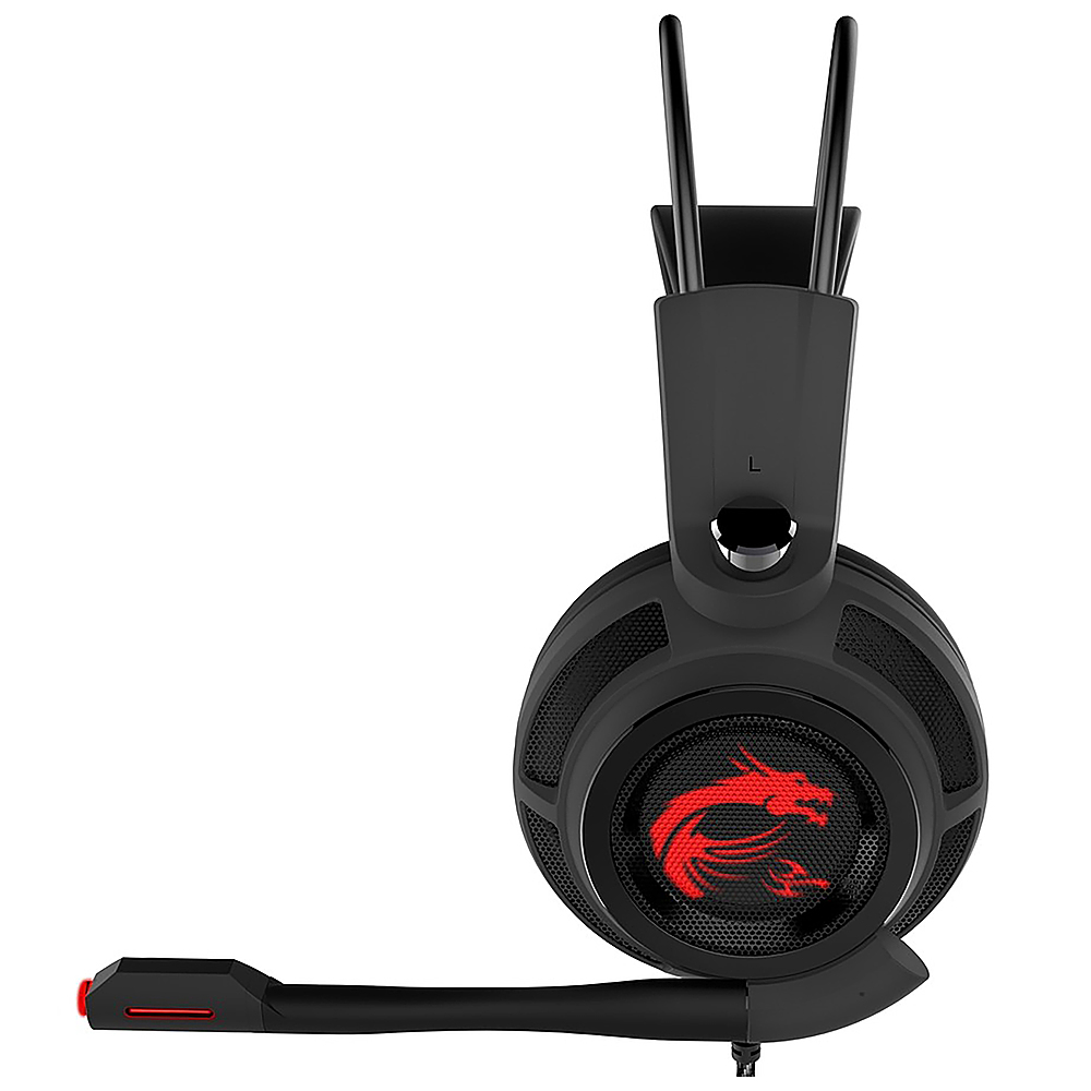 Left View: MSI - Immerse Wired Gaming Headset - Black