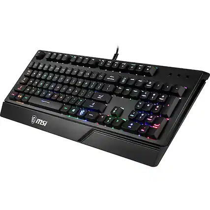 Front. MSI - VIGOR GK20 Ergonomic Wired Gaming Membrane Keyboard - Black.