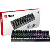 MSI - Vigor GK30 Wired Plunger Keyswitch RGB Gaming Keyboard 104 Keys - Black - Front_Zoom