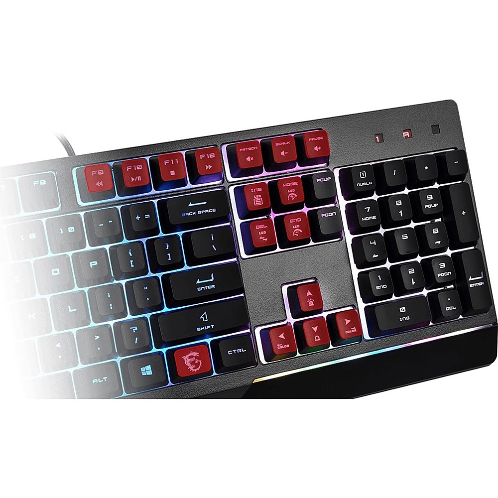 MSI Vigor GK30 RGB Gaming Keyboard, 6-Zone RGB Lighting, Water Repellent &  Splash-Proof, Mechanical-Like Plunger Switches, Black