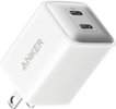 Anker - Powerport III Nano Pro Duo 40W Fast Wall Charger (2x 20W USB-C) for iPhone 14 and Samsung - White