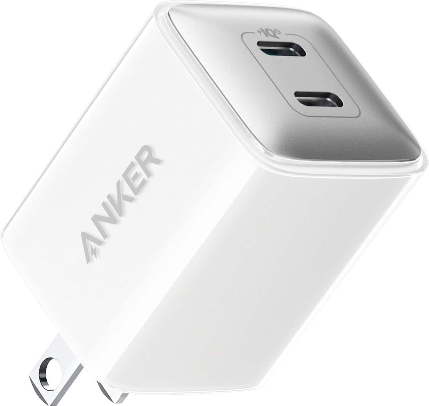 Frente. Anker - Powerport III Nano Pro Duo 40W Cargador de Pared Rápida (2x 20W USB-C) para iPhone 15 y Samsung - Blanco.