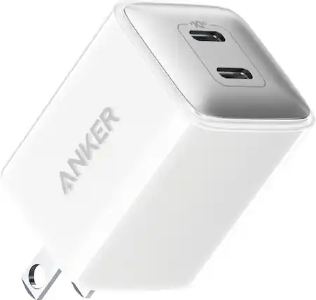 Front. Anker - Powerport III Nano Pro Duo 40W Fast Wall Charger (2x 20W USB-C) for iPhone 15 and Samsung - White.