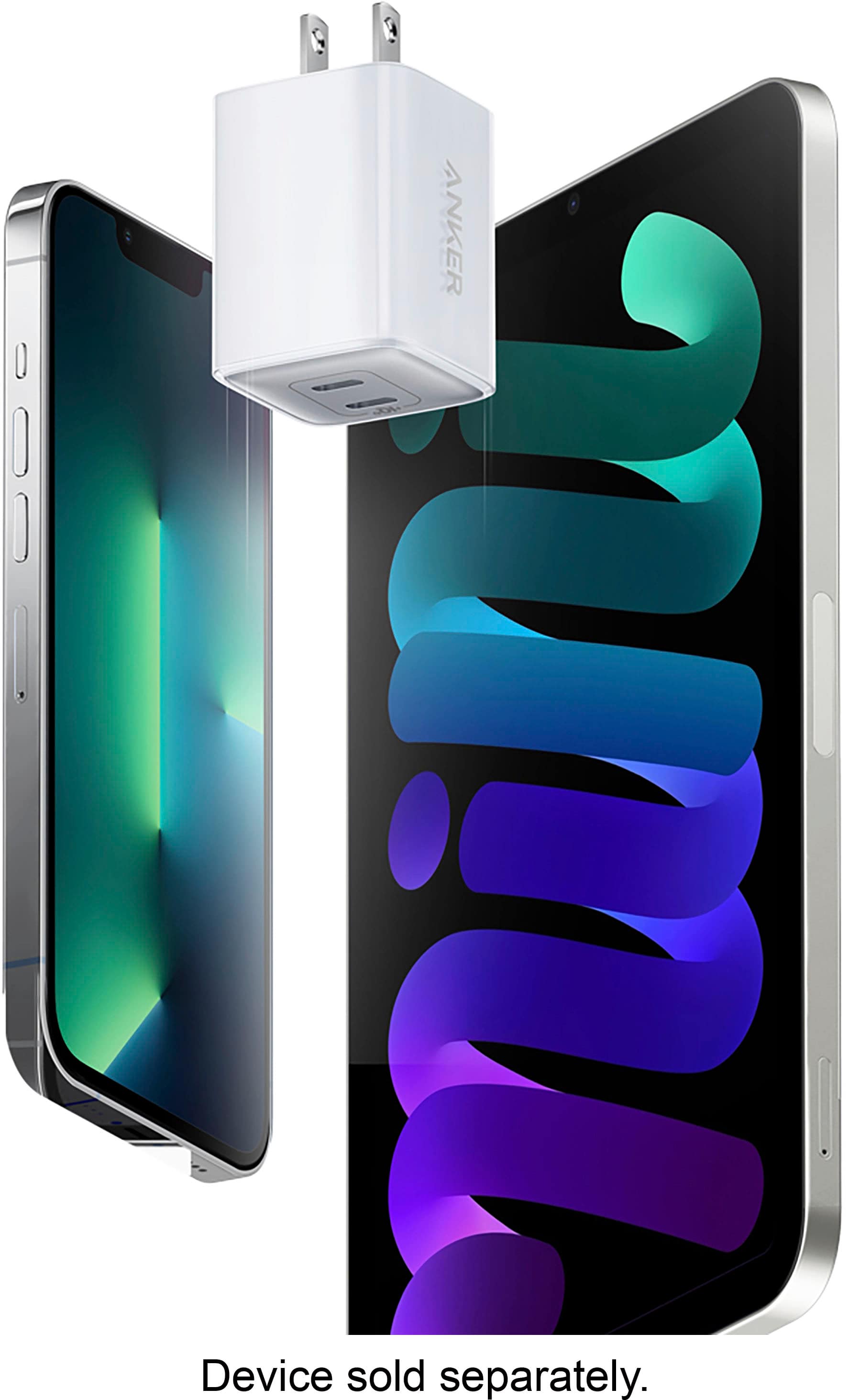 Alt View 12. Anker - Powerport III Nano Pro Duo 40W Fast Wall Charger (2x 20W USB-C) for iPhone 15 and Samsung - White.