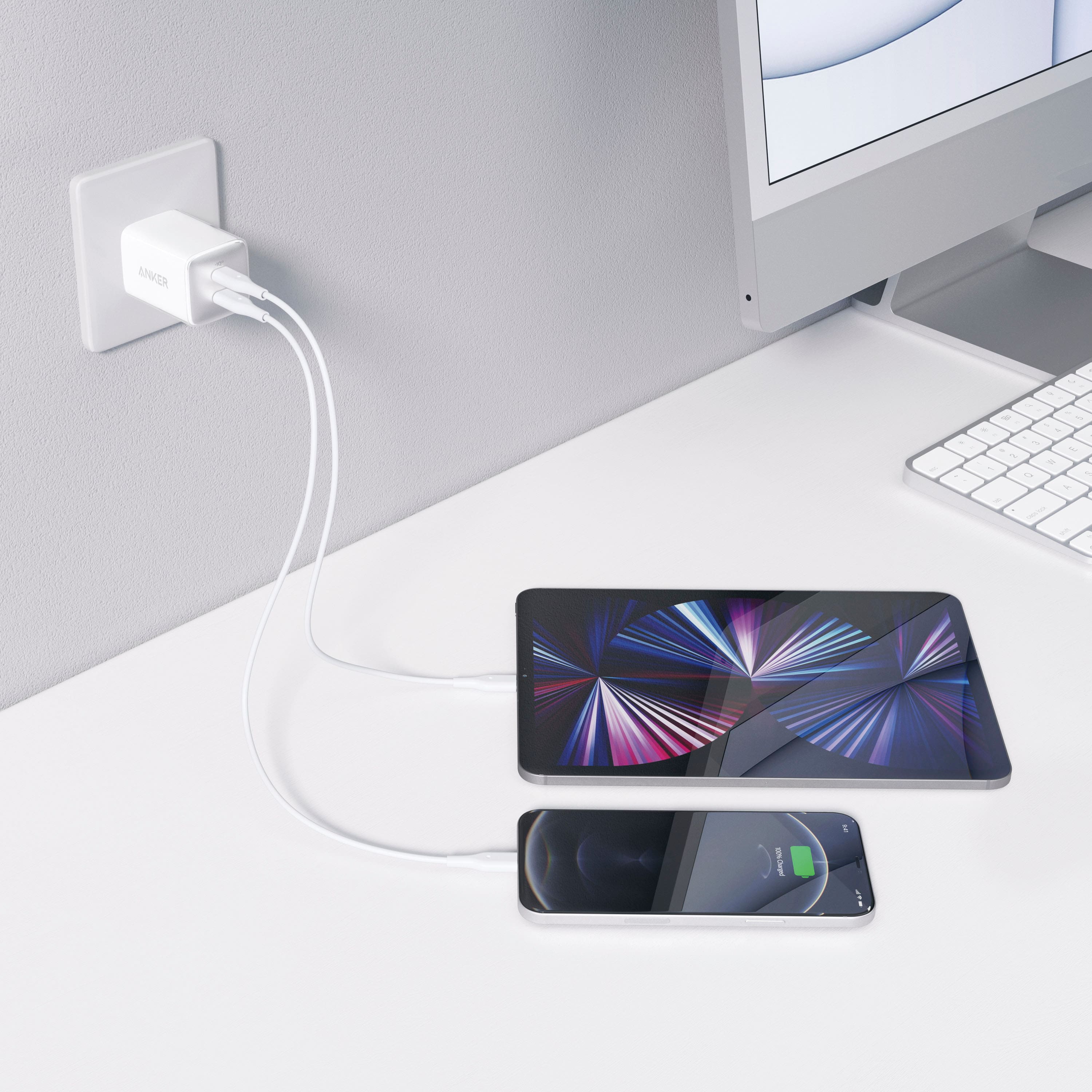 Alt View 13. Anker - Powerport III Nano Pro Duo 40W Fast Wall Charger (2x 20W USB-C) for iPhone 15 and Samsung - White.
