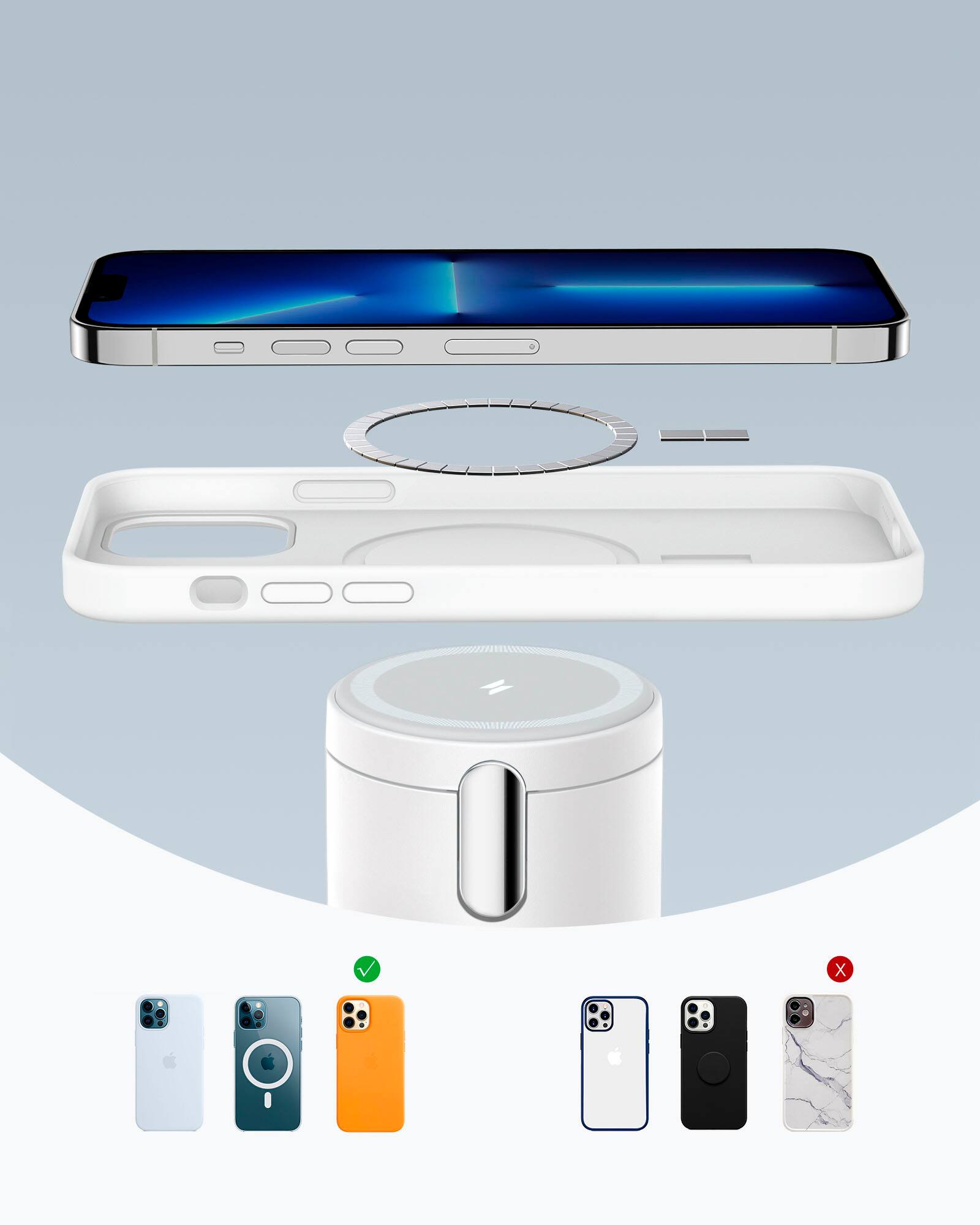 Alt View 14. Anker - MagGo Magnetic 2-in-1 Wireless Charger for iPhone 12 & Later - White.