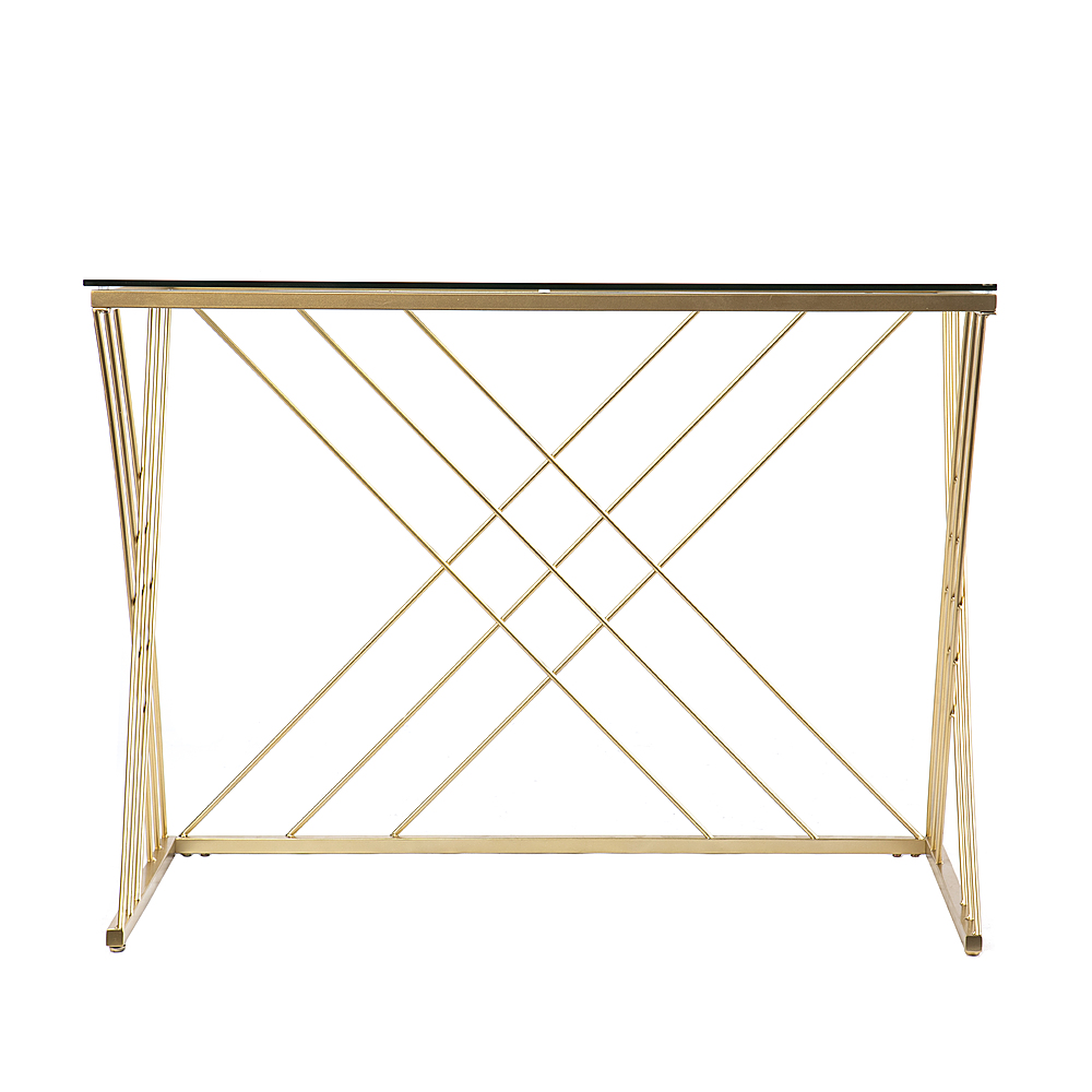 Angle View: Southern Enterprises - Dezby Modern Glass-Top Desk - Gold finish