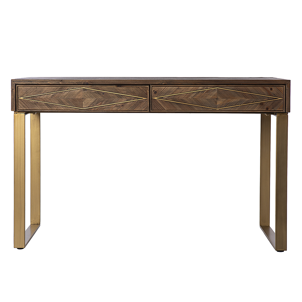 Angle View: Southern Enterprises - Astorland Reclaimed Wood Desk w/ Storage - Natural and antique brass finish