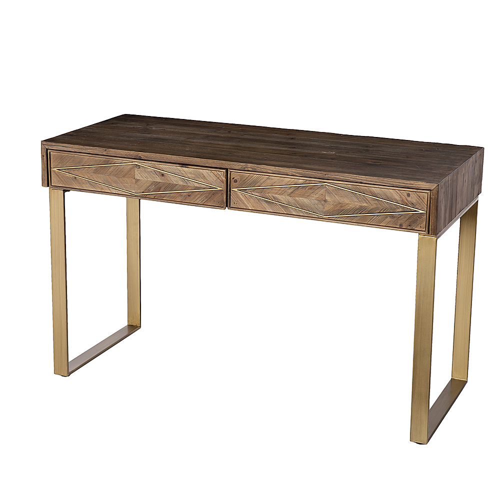 Left View: Southern Enterprises - Astorland Reclaimed Wood Desk w/ Storage - Natural and antique brass finish