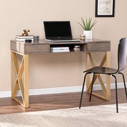 SEI Furniture - Bardmont Desk with Lift-Top Storage - Gray and gold finish - Front_Zoom