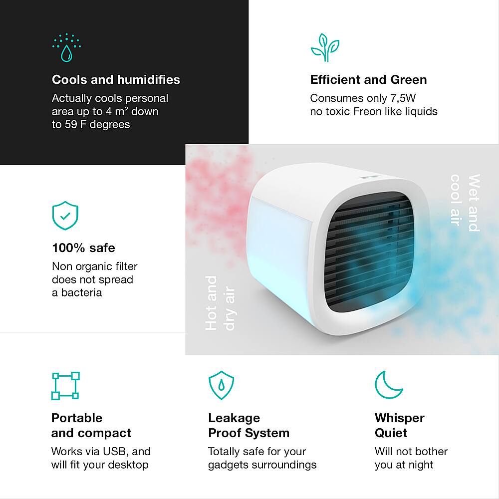 Evapolar evaCHILL Personal Evaporative Air Cooler, White White EV500W