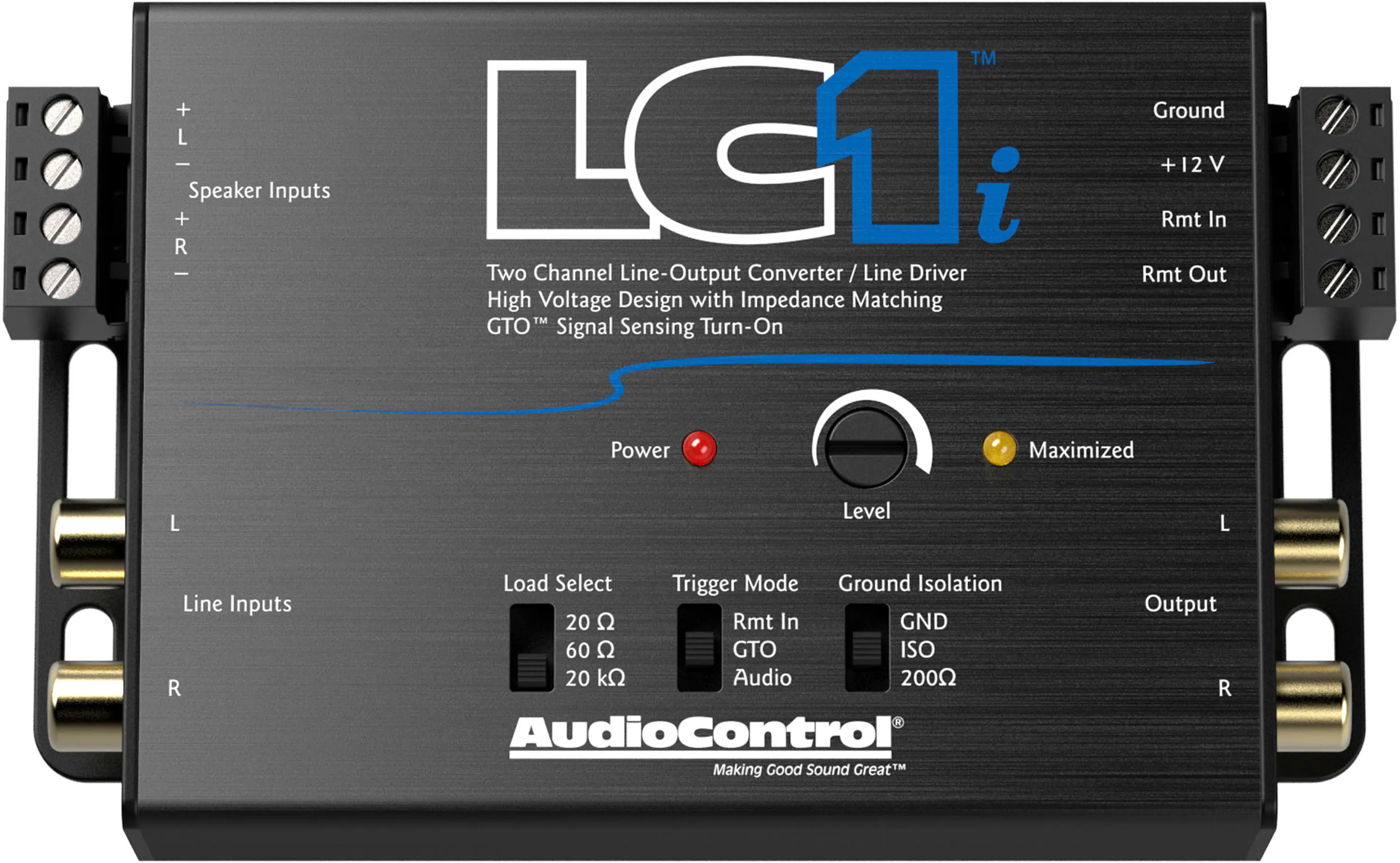 Front. AudioControl - 2-Channel Active Line Output Converter and Line Driver - Black.