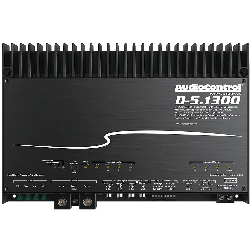 Front. AudioControl - 1300W 5-Channel Class D Matrix DSP Amplifier - Black.