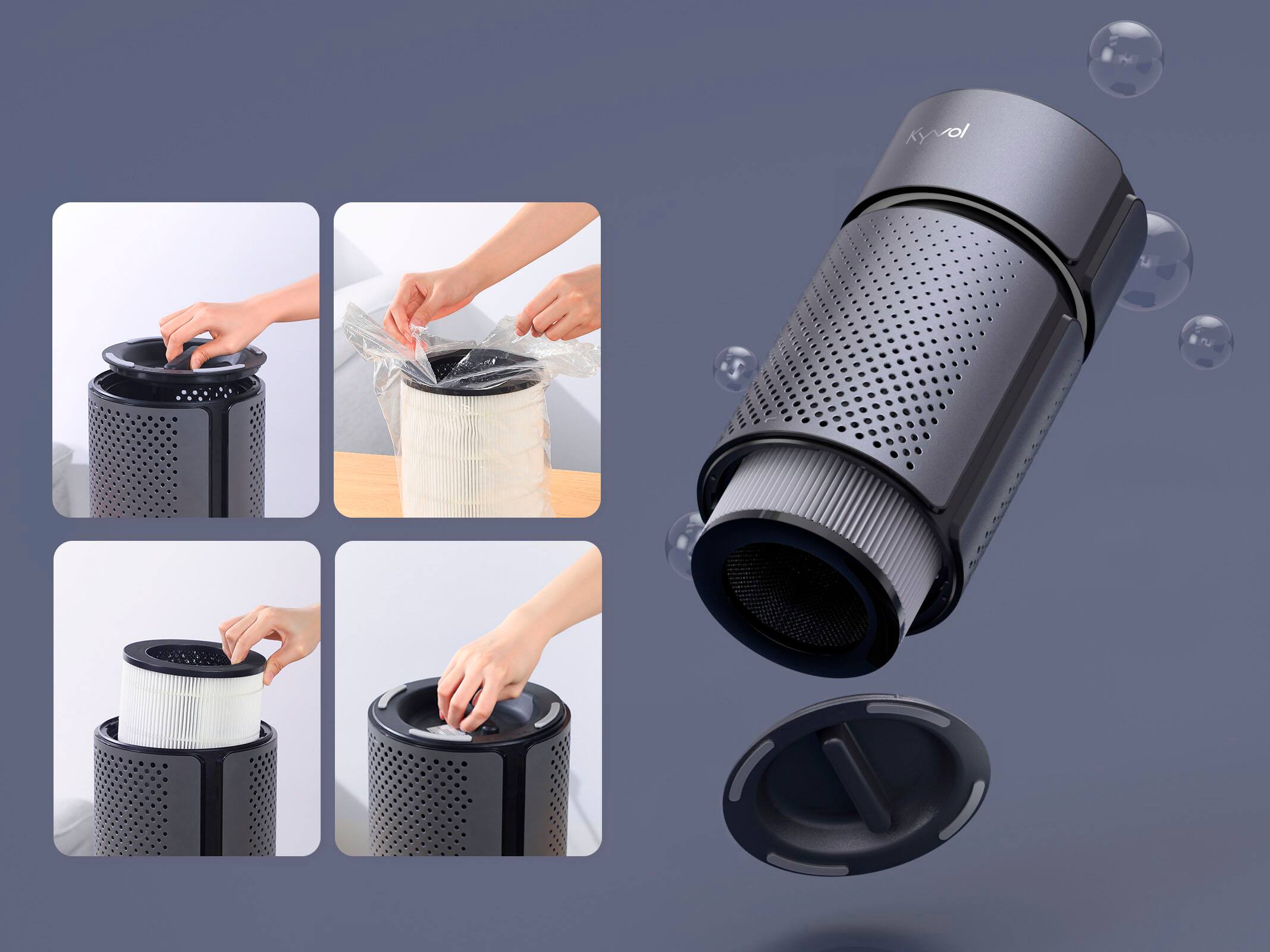 Alt View 24. Kyvol - 215 Sq. Ft P5 HEPA Air Purifier - Gray.