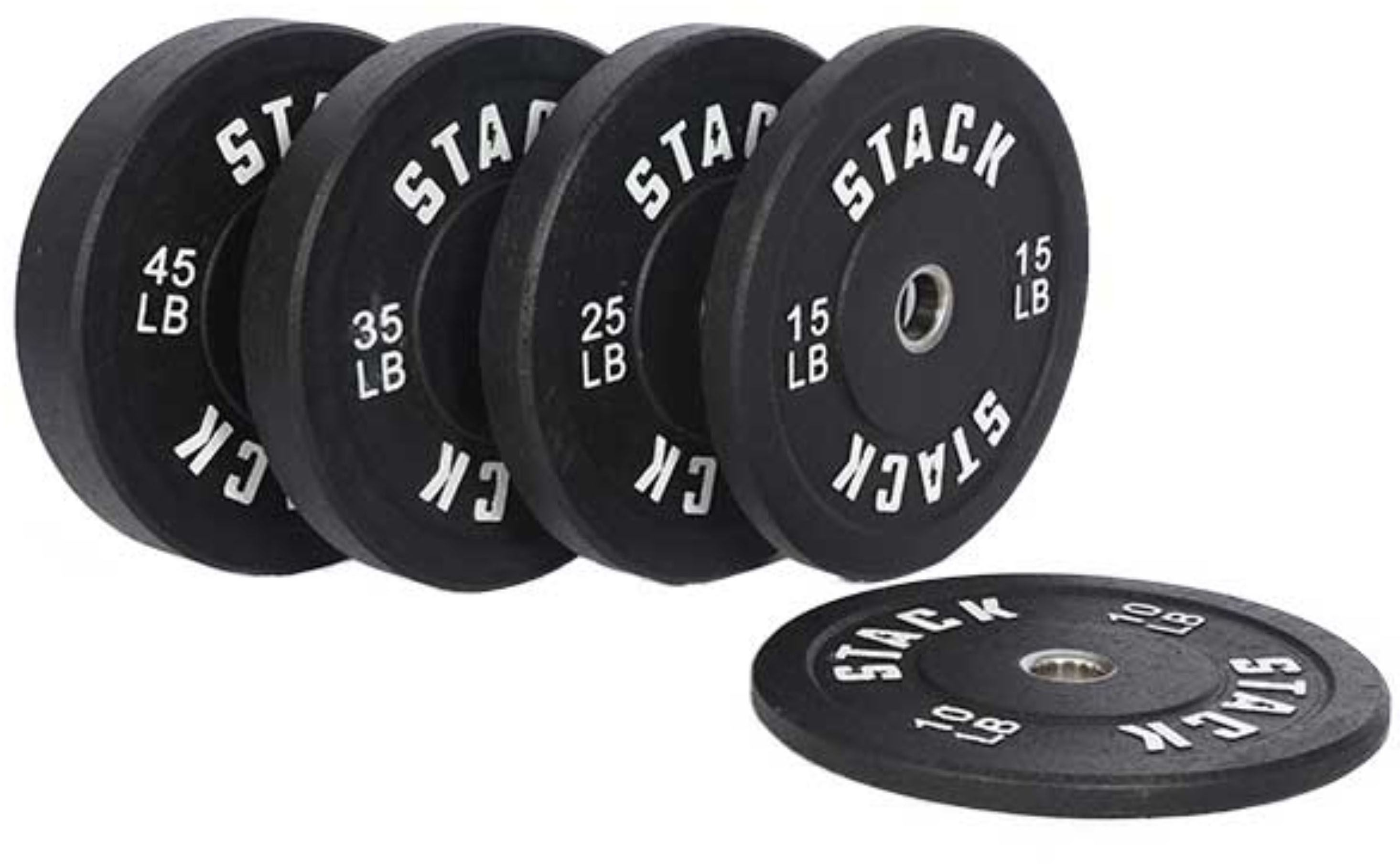 Left View: Stack Fitness - Stack Weight Plates 15LB (pair) - Black