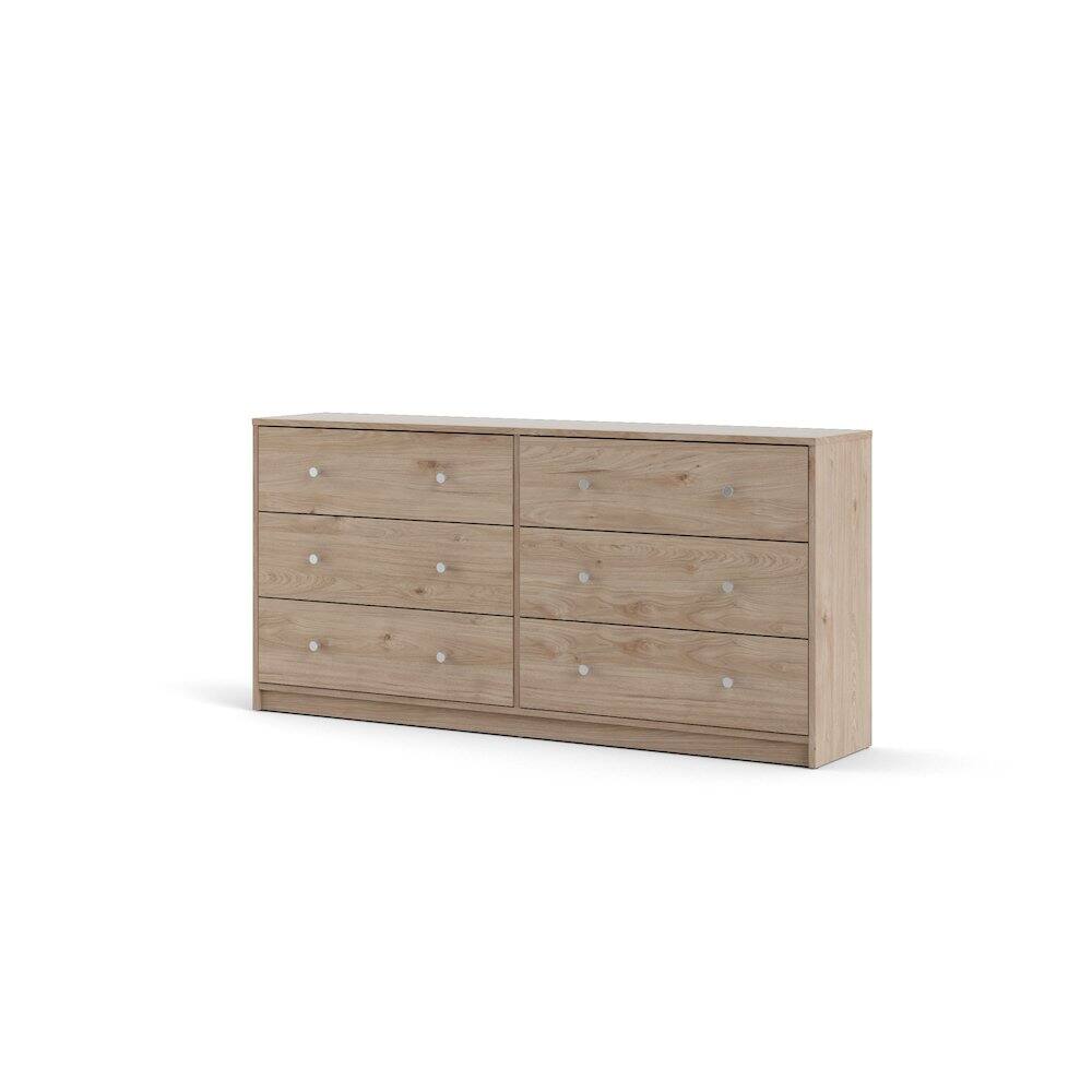 Left. FurniFact - Elegant 6-Drawer Double Dresser in Jackson Hickory for Modern Bedrooms - Jackson Hickory.