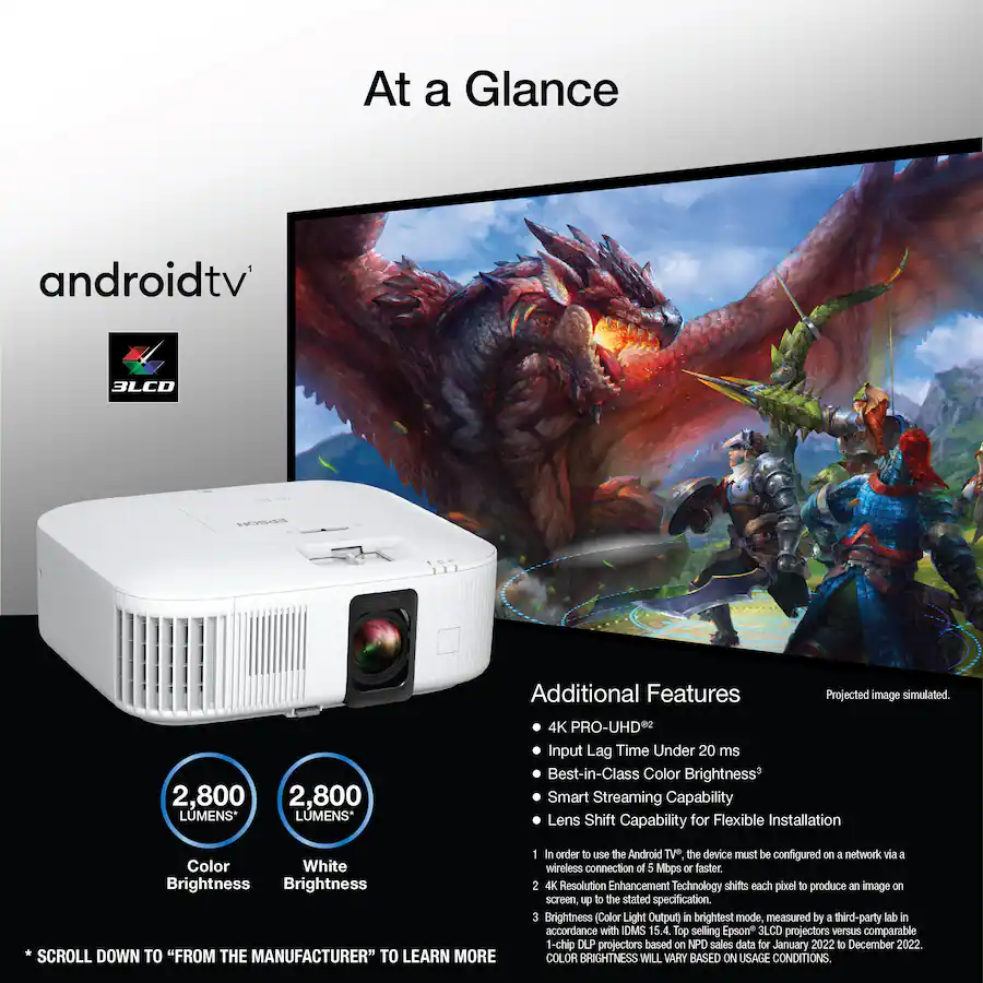 Epson Home Cinema 2350 4K PRO UHD Smart Streaming Projector with