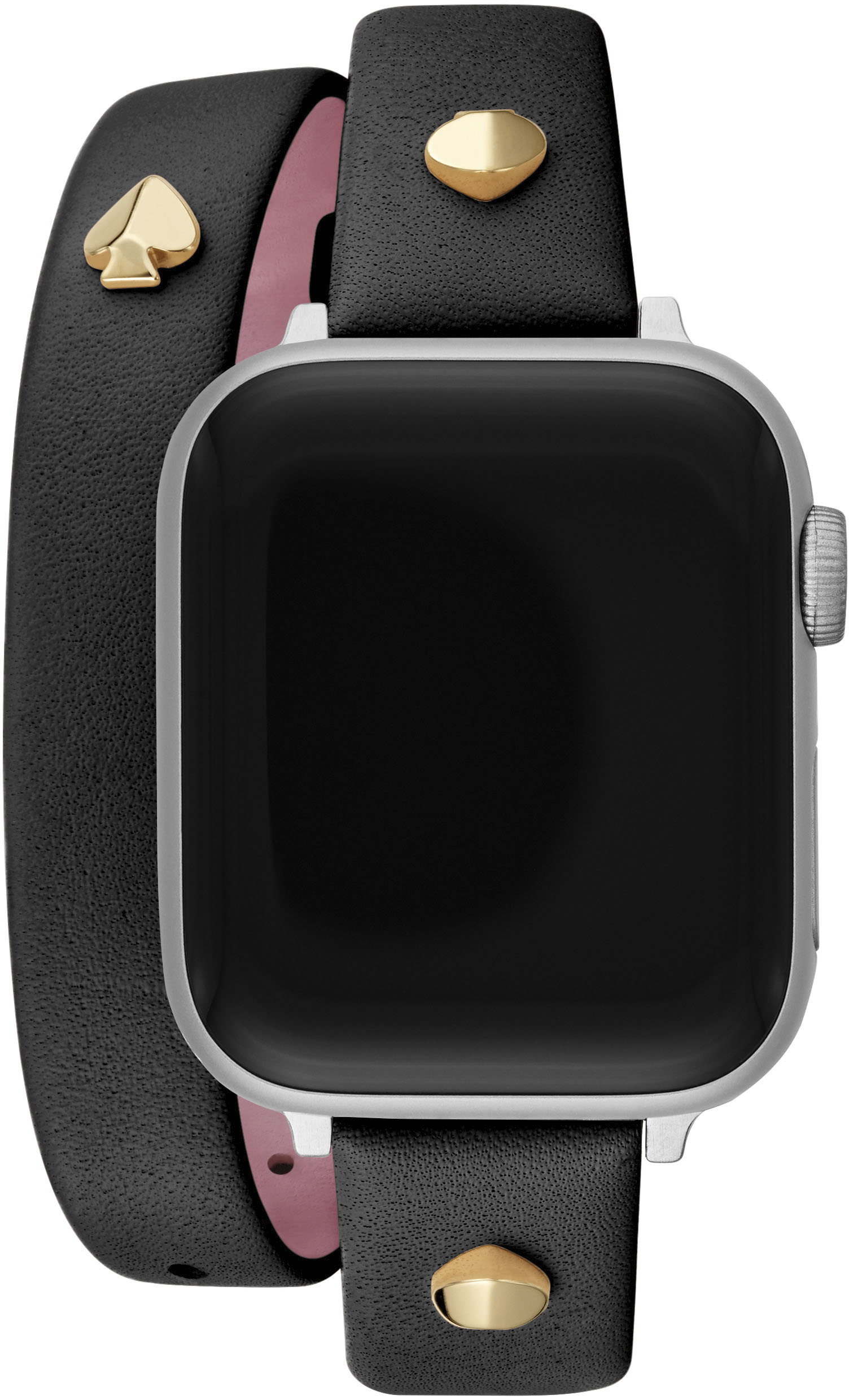 Angle View: Kate Spade New York Double-wrap Black Leather 38/40mm Band for Apple Watch® - Black