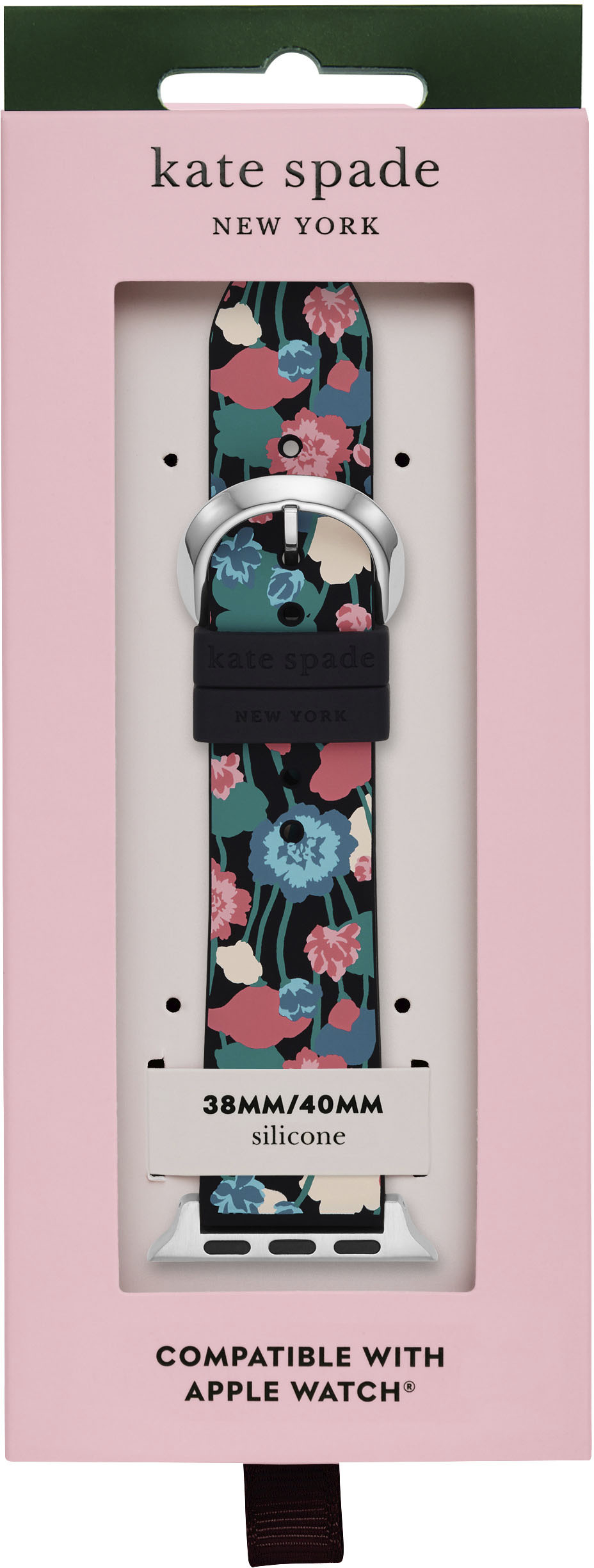 Left View: Kate Spade New York Floral Print Silicone 38/40mm Band for Apple Watch® - Floral Print