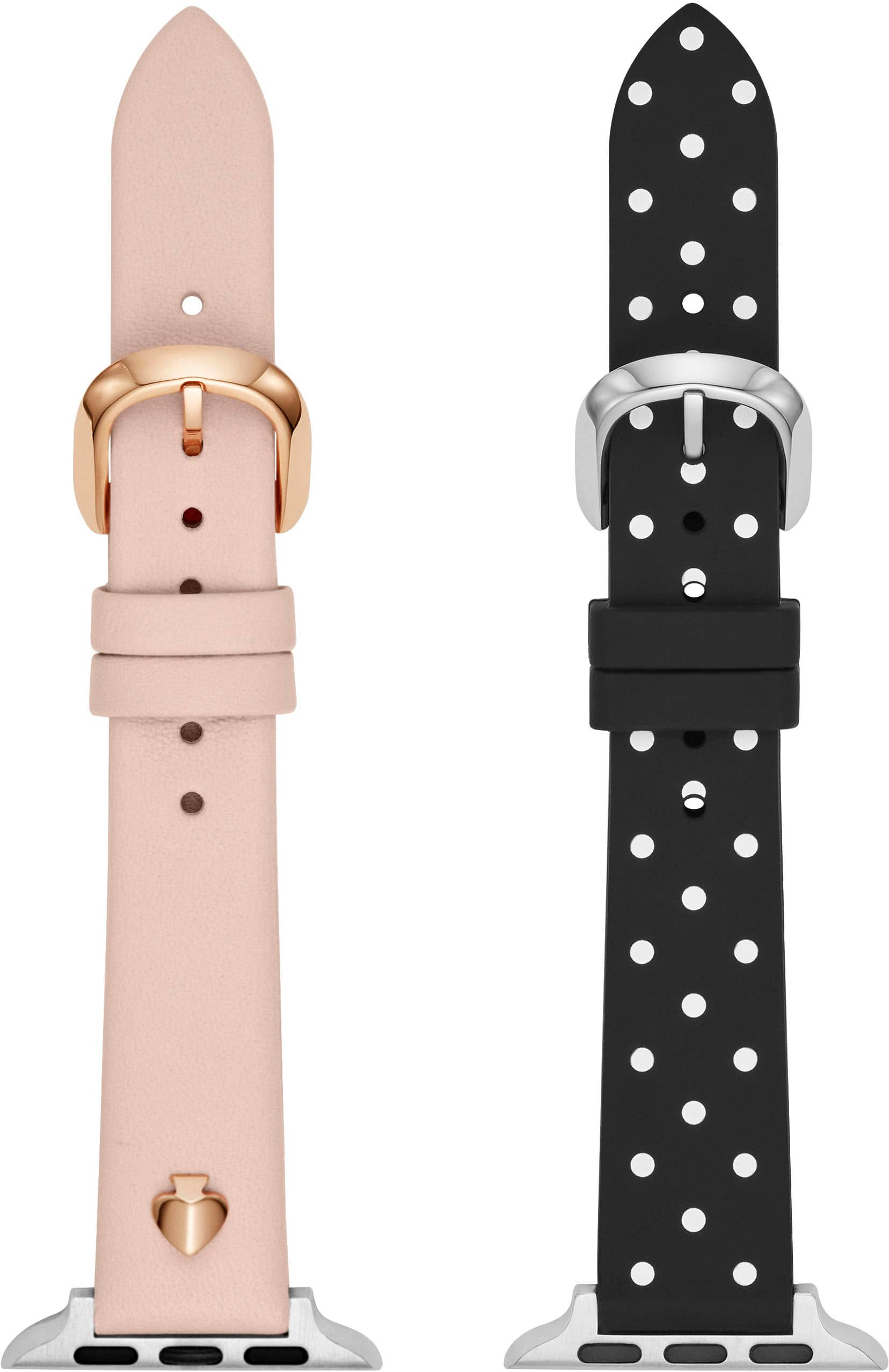 Angle View: Kate Spade New York Blush Leather and Black Dot Silicone 38/40mm Gift Set for Apple Watch® - Blush and Black