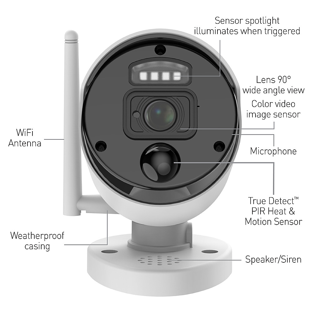 Angle View: Swann - Wi-Fi NVR 1080p Spotlight Bullet Camera - 1 Pack - White