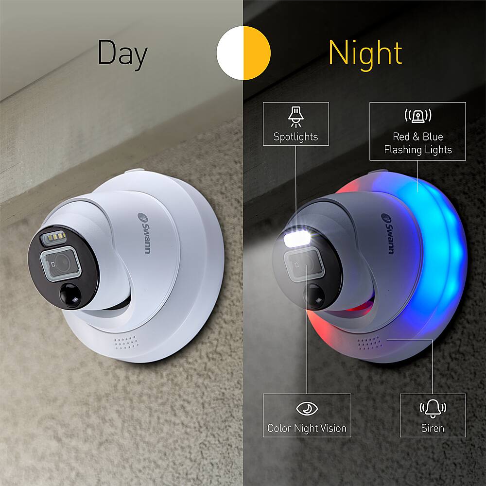 Left. Swann - 4K Home DVR Add-On Dome Camera - White.
