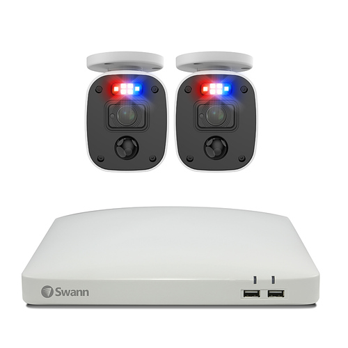 Swann - Enforcer 1080p, 4-Channel, 2-Camera, Indoor/Outdoor Wired 1080p 1TB DVR Home Security Camera System - White