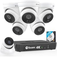 Swann Pro 8-Channel 6-Dome Camera Indoor/Outdoor PoE Wired 4K UHD 2TB HDD NVR Security Surveillance System (White)