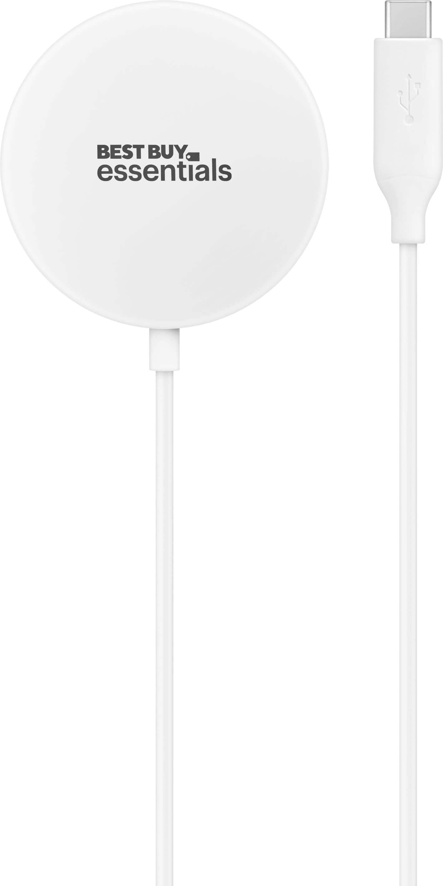 Best Buy essentials™ - Magnetic 7.5W Wireless Charger for iPhone 16/15/14/13/12 Series MagSafe Compatible Devices - White - Front_Zoom