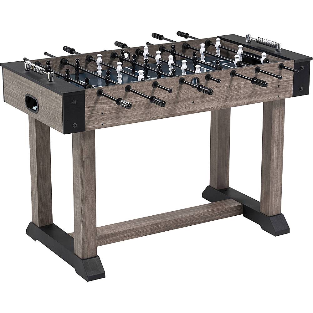 Angle View: Hall of Games - 48” Charleston Foosball Gaming Table Standard Size, Durable and Stylish with Tabletop Sports Soccer Balls, Family Game - Brown