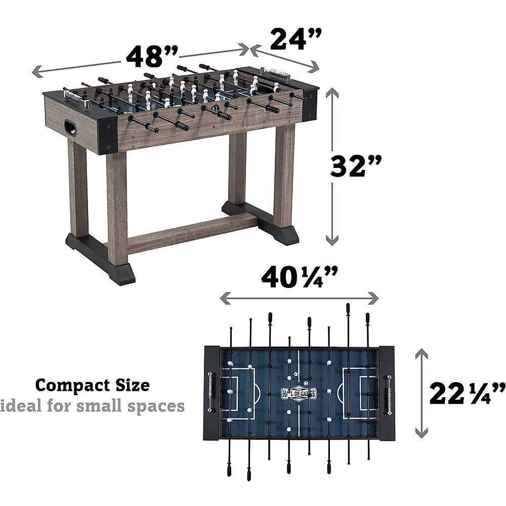 Alt View 11. Hall of Games - 48” Charleston Foosball Gaming Table Standard Size, Durable and Stylish with Tabletop Sports Soccer Balls, Family Game - Brown.