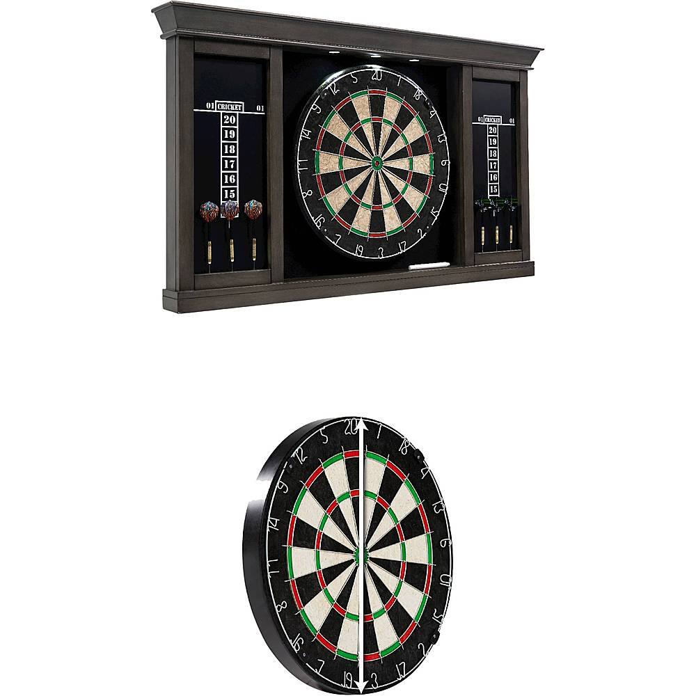 Alt View 11. Barrington - Palmer Wood Dartboard LED Display Cabinet With 18” Bristle Dartboard and Steel Tip Dart Set - Brown/Black.
