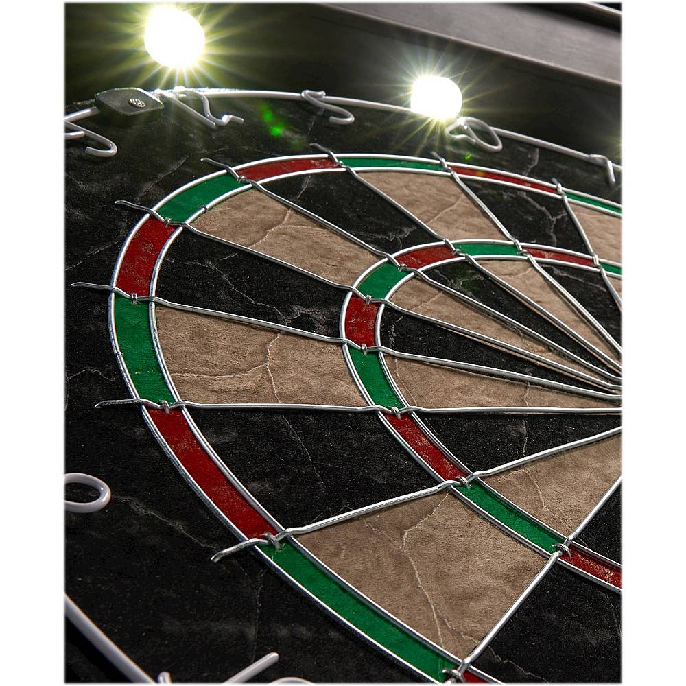 Alt View 13. Barrington - Palmer Wood Dartboard LED Display Cabinet With 18” Bristle Dartboard and Steel Tip Dart Set - Brown/Black.