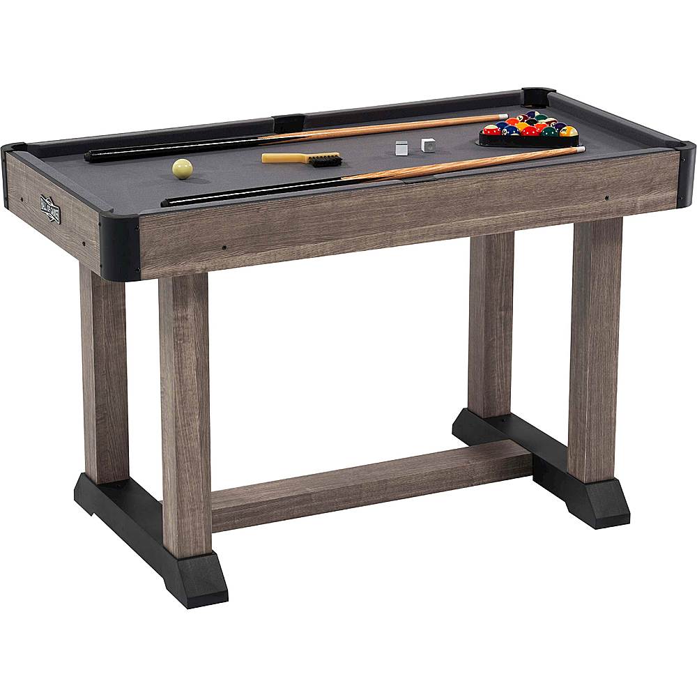 Hall of Games 4 Charleston Drop Pocket Table With Pool Ball and Cue Stick Set Brown/Gray BL048Y21004
